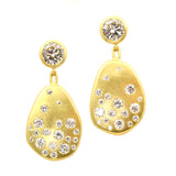 Custom Scattered Pathways Diamond Earrings in 18k Yellow Gold