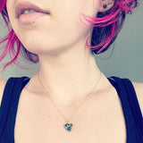 Diamond & Steel Cluster Pendant in 18k Yellow Gold