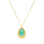 Emerald Pendant in Sand-Textured 18k Yellow Gold