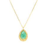 Emerald Pendant in Sand-Textured 18k Yellow Gold