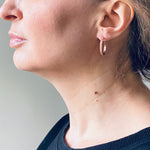 Small Oval Sand Hoop Earrings in 14k Rose Gold