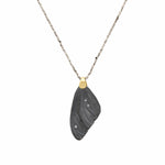 Mariposa Wing Pendant in Oxidized Silver and 18k Yellow Gold on Steel Cut Bead Chain
