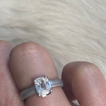 Scooped Prong Set Antique Cut Cushion Diamond in Platinum