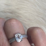 Scooped Prong Set Antique Cut Cushion Diamond in Platinum