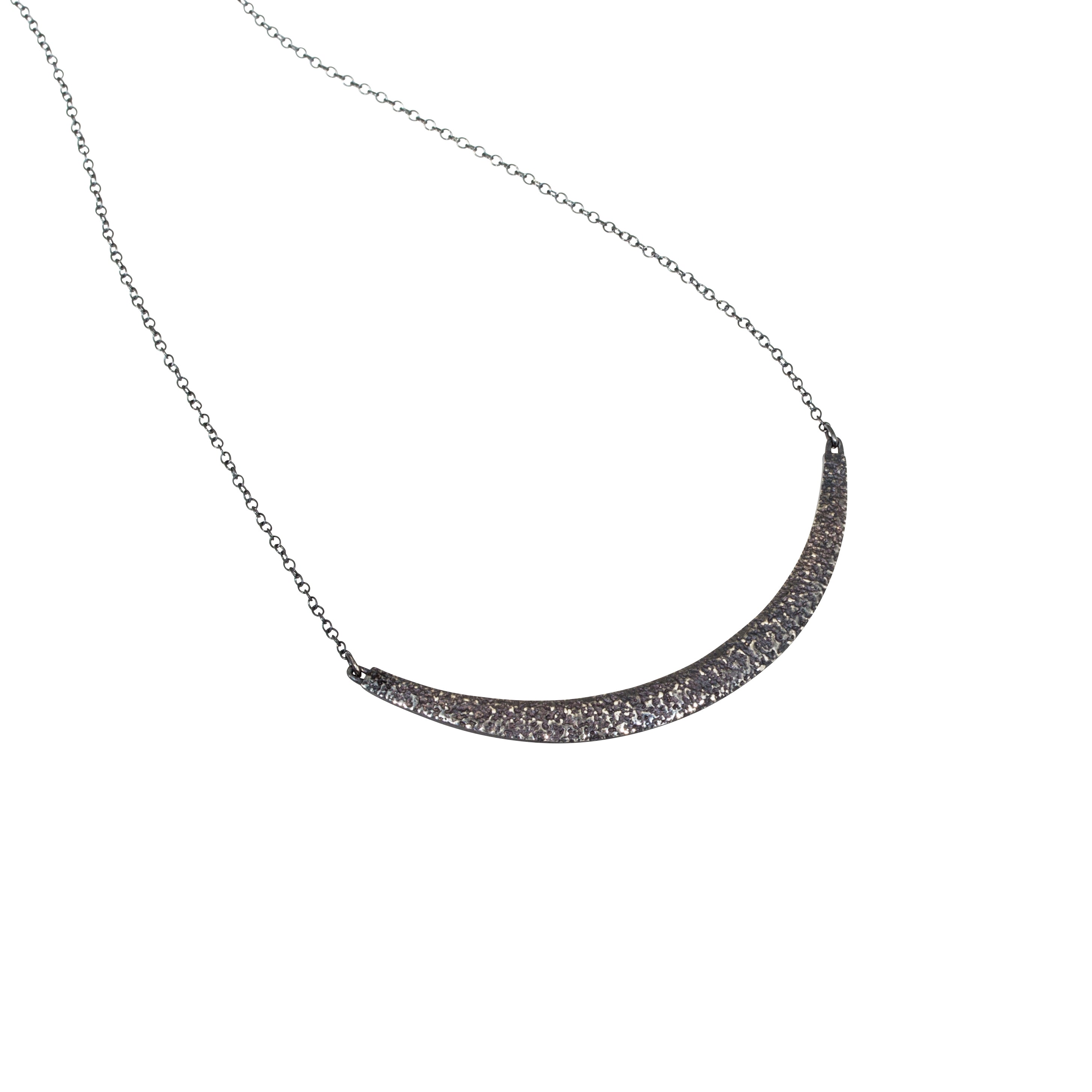 Compressed Sand Bar Necklace in Oxidized Silver