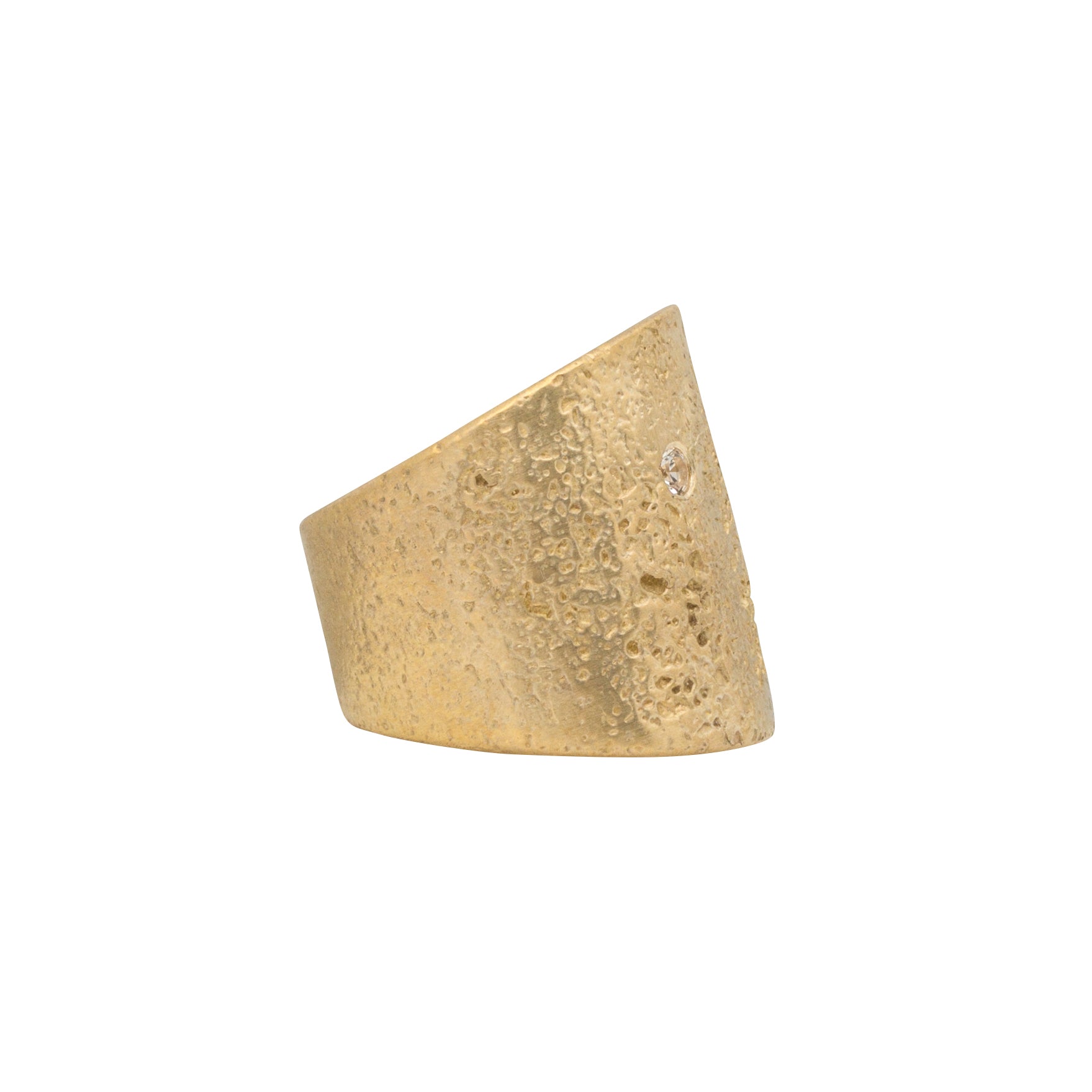 Textured Cuba Ring in Bronze with 2.5 mm White Sapphire