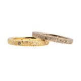 2.5mm Topography Band in 18k Palladium White Gold with White & Cognac Diamonds