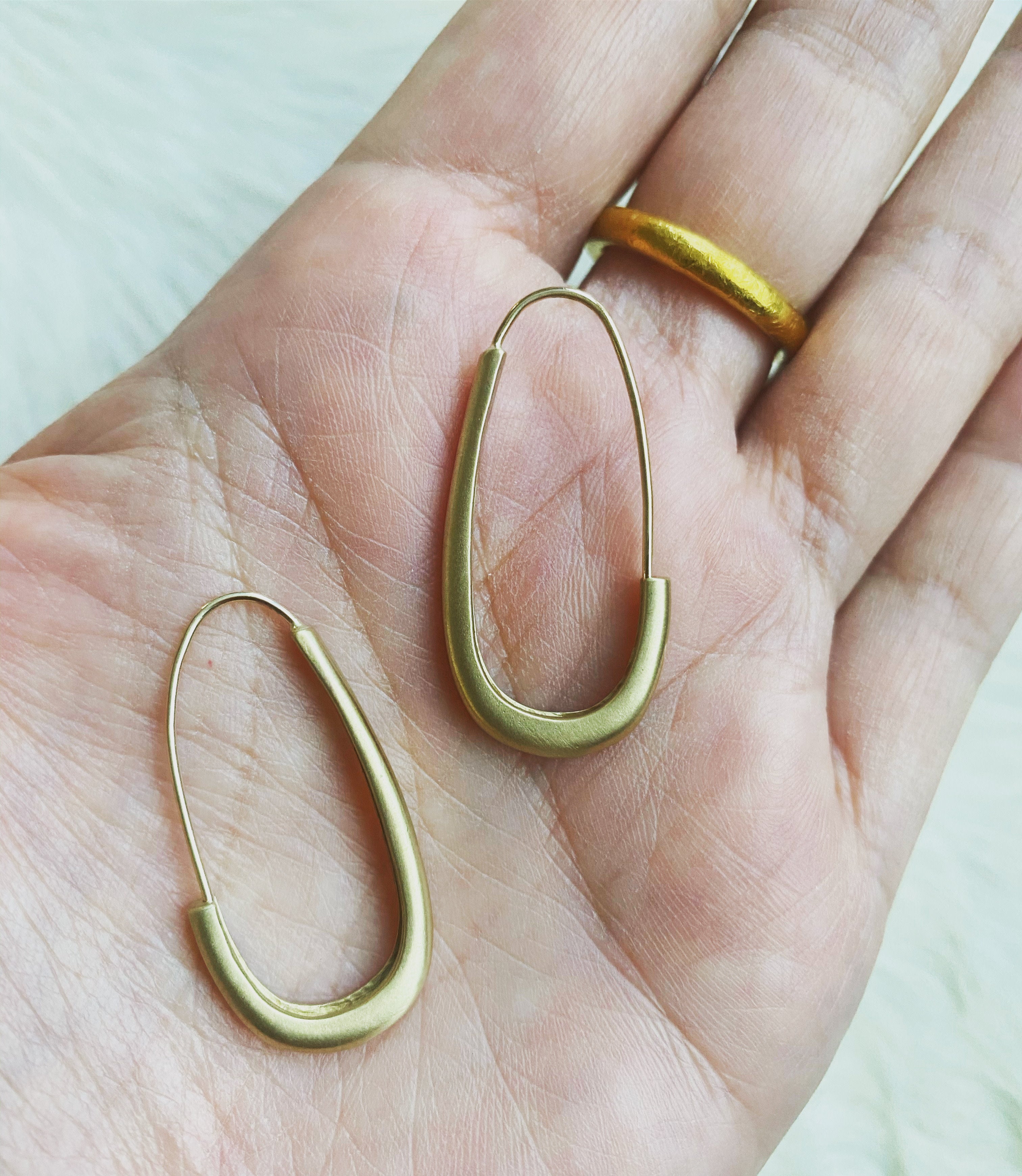 Oval Katachi Hoops in Bronze