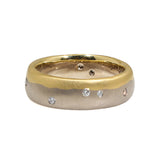 Dipped Band in 18k Palladium White Gold and Yellow Gold with White and Cognac Diamonds