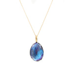 Quartz Morpho Pendant in Oxidized Silver with 18k Yellow Gold
