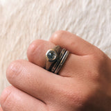 2.5mm Modeled Band in Palladium with White & Cognac Diamonds