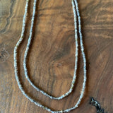 Black/Silver Obsidian Bead Necklace with 18k Gold Beads and Clasp