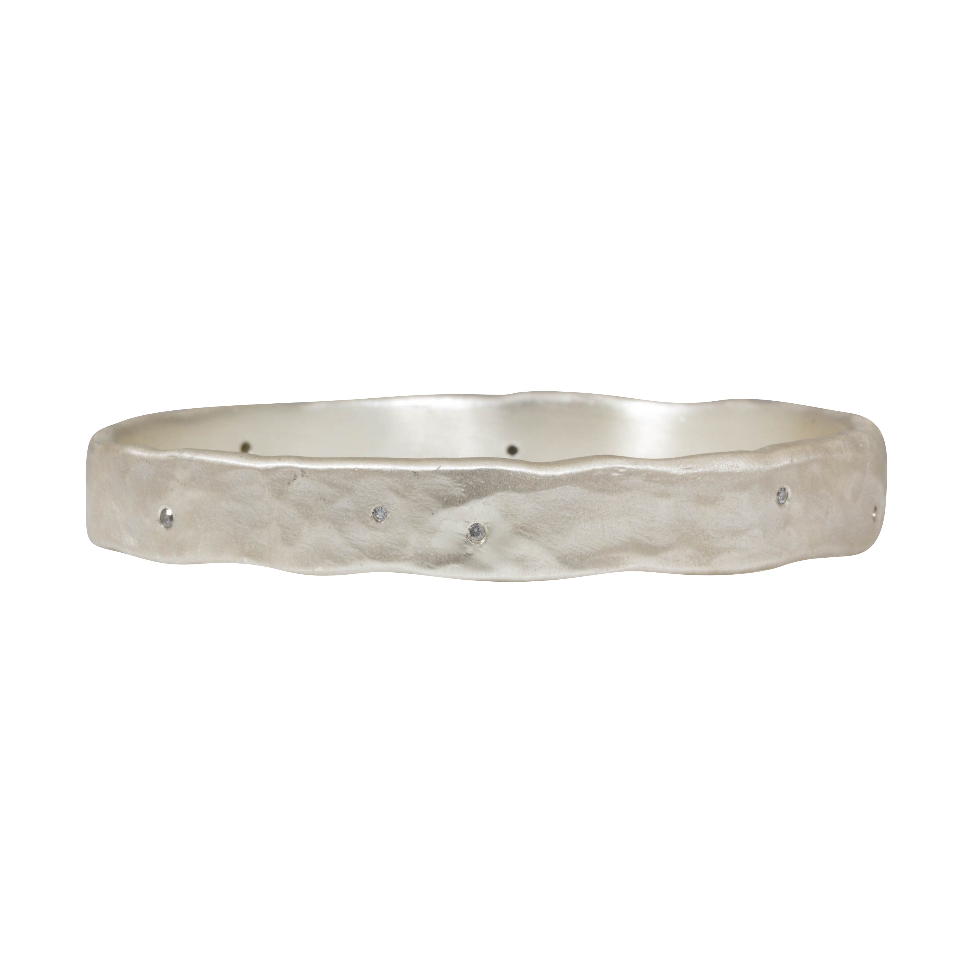 Heavy Oval Bangle in Silver with 10 Grey Sapphires