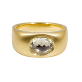 Oval Rosecut Sapphire Ring in Wide Band in 18k Yellow Gold