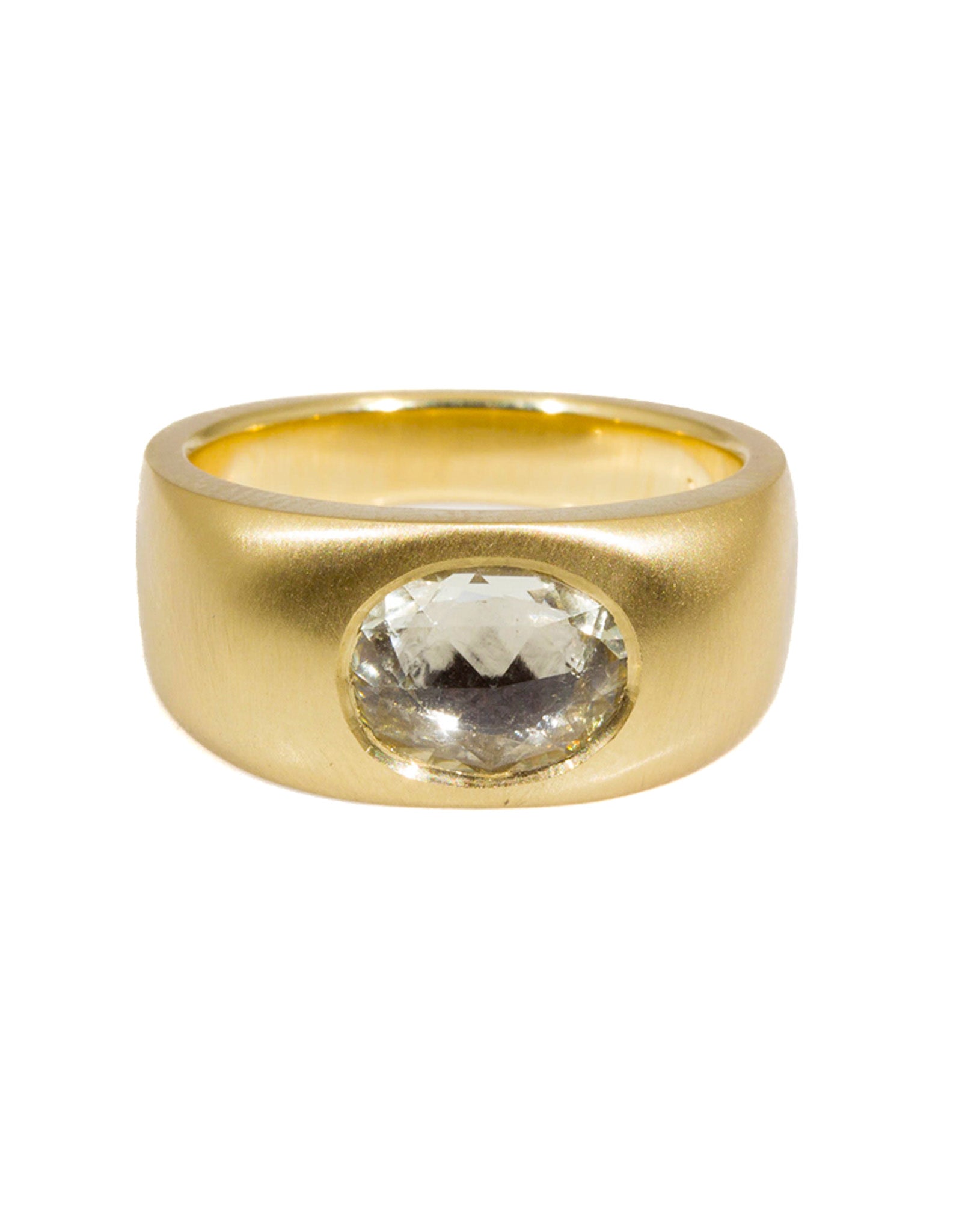 Oval Rosecut Sapphire Ring in Wide Band in 18k Yellow Gold