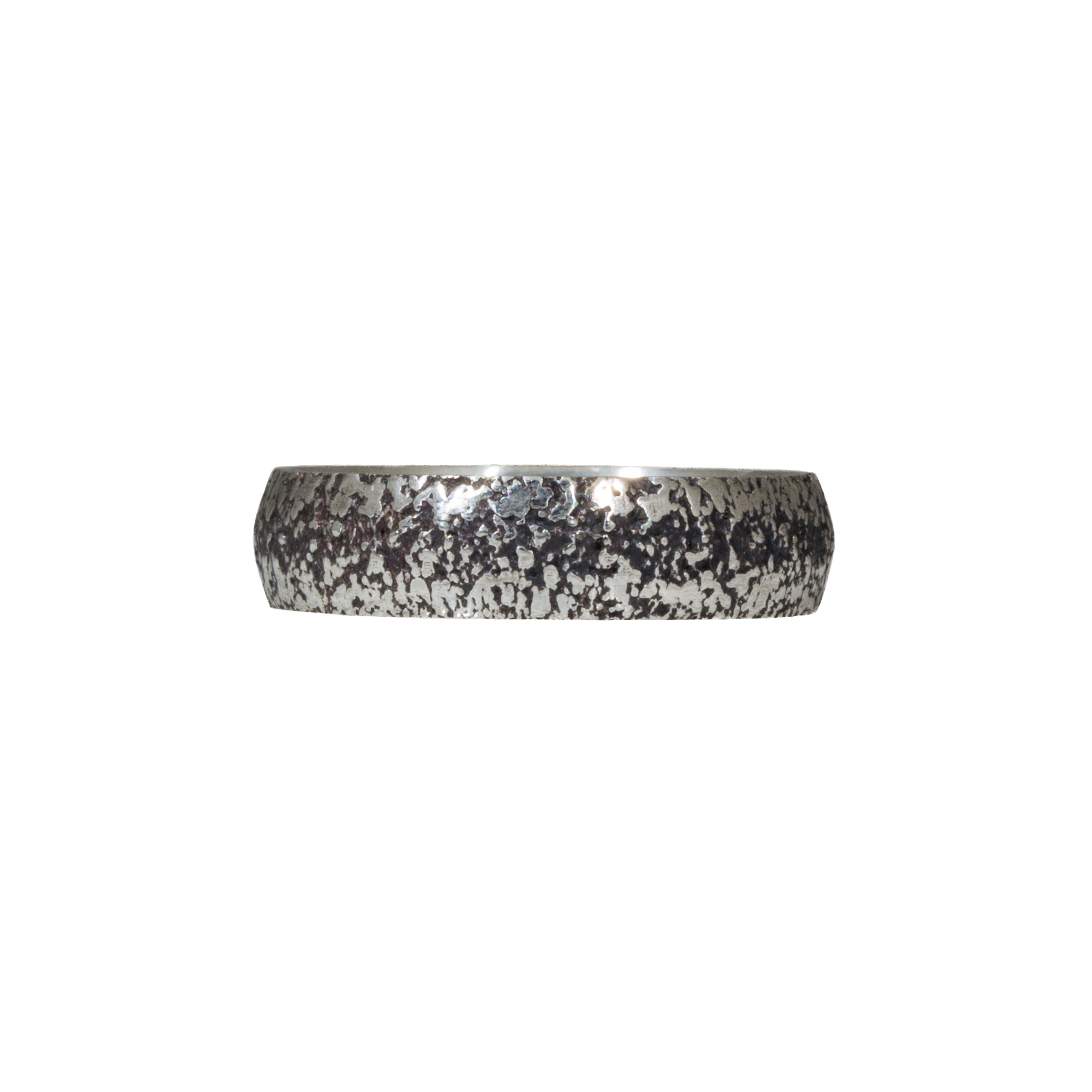 Compressed Sand Band in Oxidized Silver