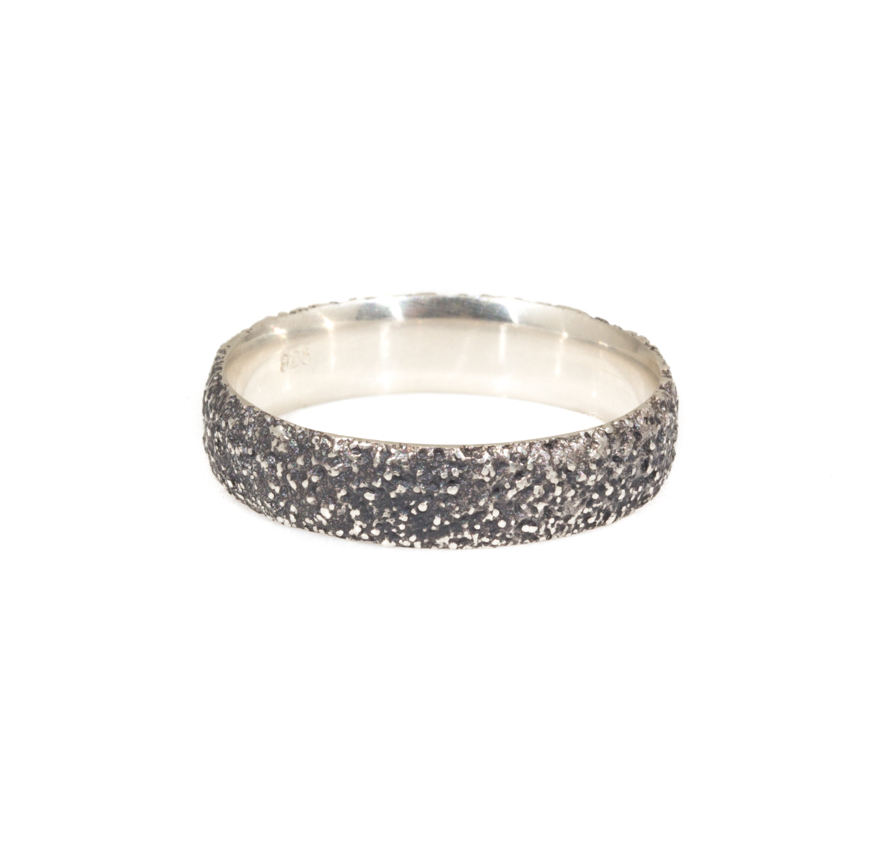 Oxidized Silver Sand Band