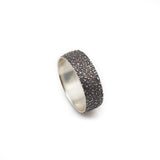 Wide Sand Band in Oxidized Silver