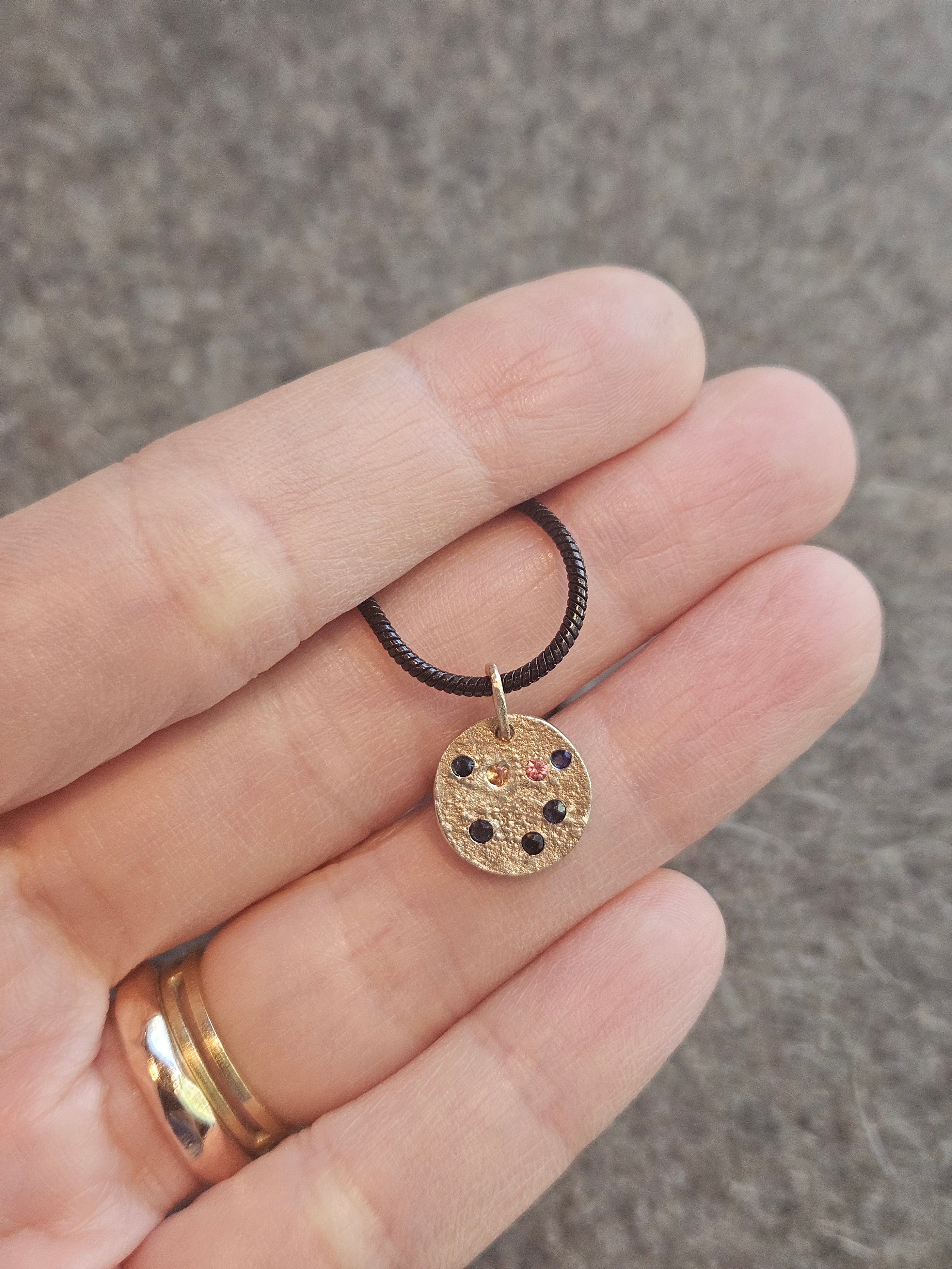 Constellation of Capricorn Necklace in 14k Yellow Gold with Blue & Caramel Candy Sapphires