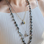 Tahitian Baroque Pearl Pendant with Sand-Textured Platinum