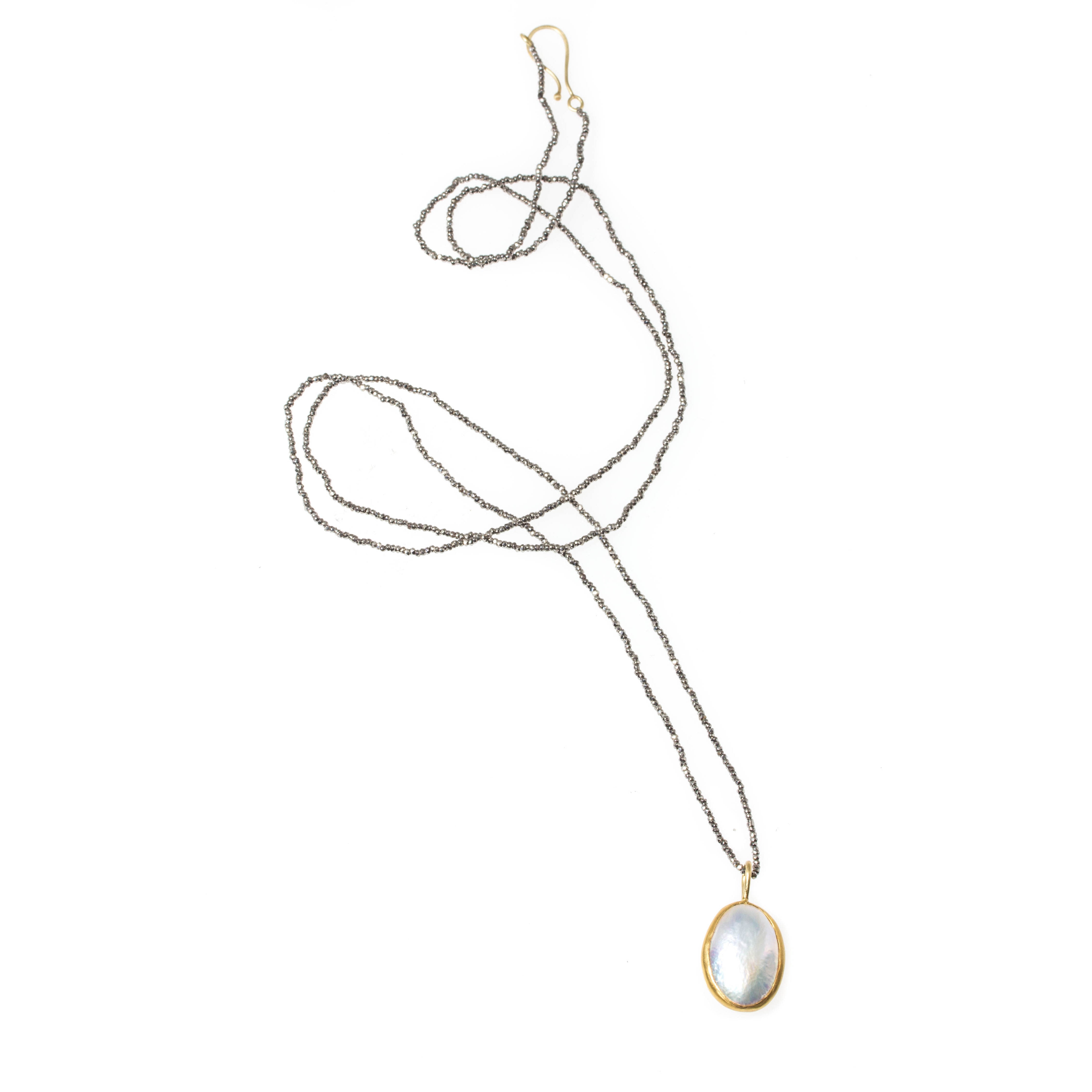 Large Loave Cultured Pearl Pendant in 22k Gold