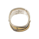 Canvas Cigar Band with Tsavorite Green Garnets and White Diamonds in 22k Gold and Silver