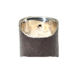 Wide Bubble Ring with Green Garnet & Sapphires in Oxidized Silver