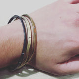 Oval Hammered Twist Bangle in Oxidized Silver with (9) Autumn Diamonds