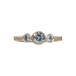 Triple Grey Spinel Engagement Ring in Sand-Textured 14k Palladium White Gold