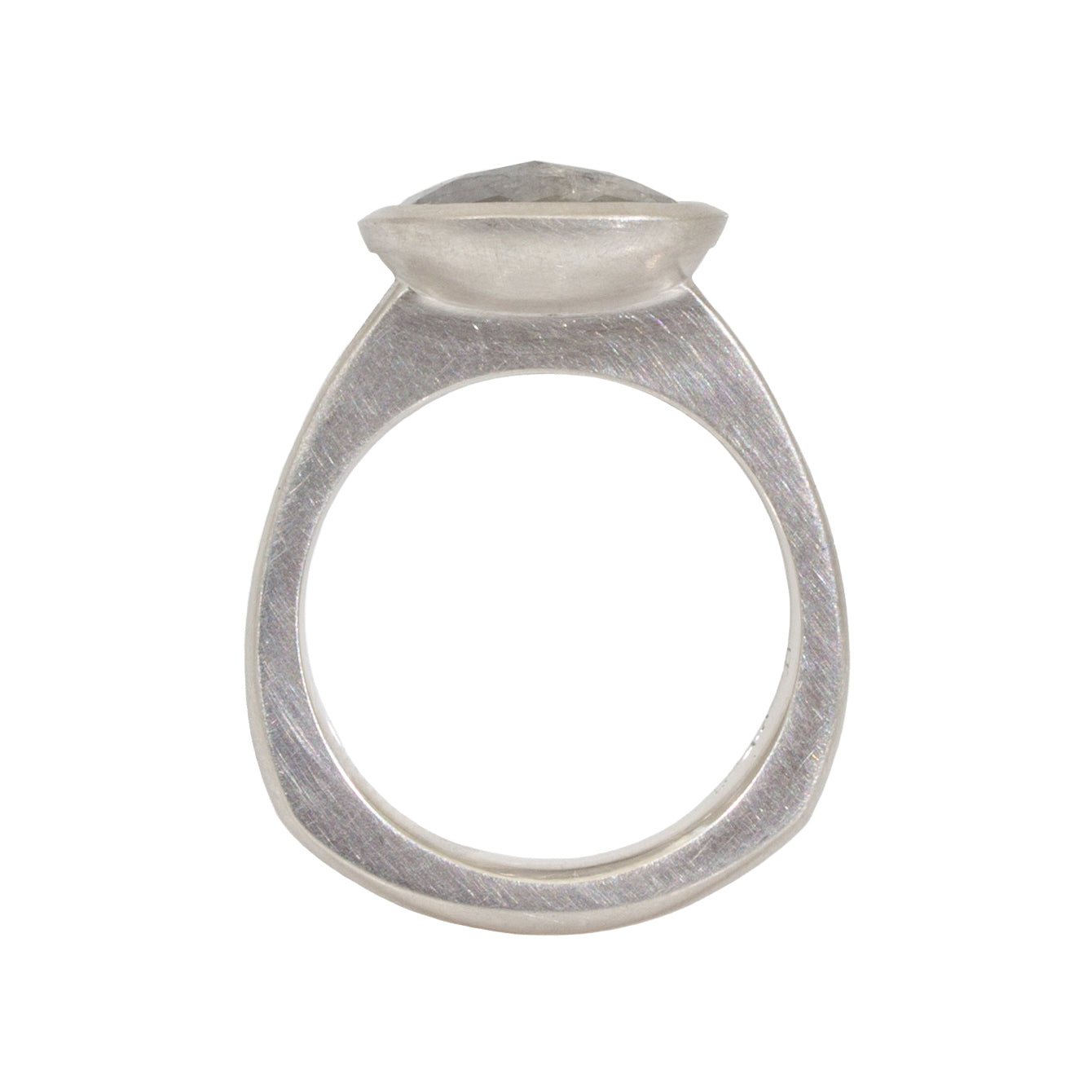 +Long Oval Salt & Pepper Diamond Solitaire Ring in Platinum