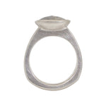 +Long Oval Salt & Pepper Diamond Solitaire Ring in Platinum
