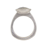 +Long Oval Salt & Pepper Diamond Solitaire Ring in Platinum