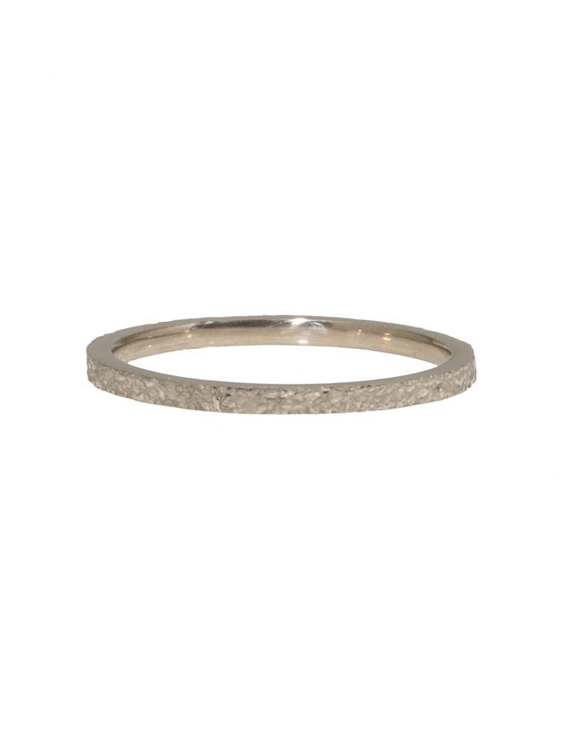 Slim Band in Sand-Textured 14k Palladium White Gold