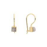 Raw Diamond Cube Earrings in 18k Yellow Gold