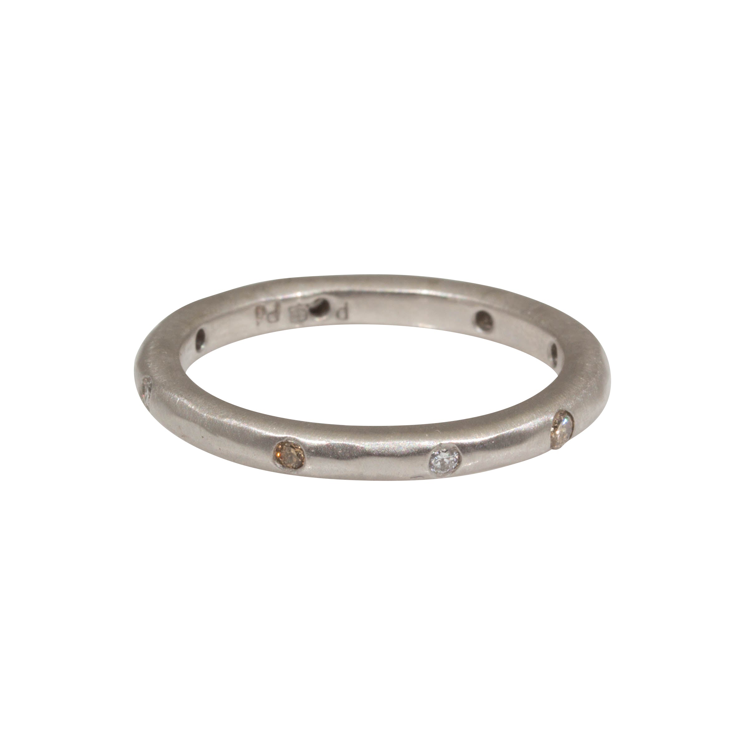 2.5mm Modeled Band in Palladium with White & Cognac Diamonds