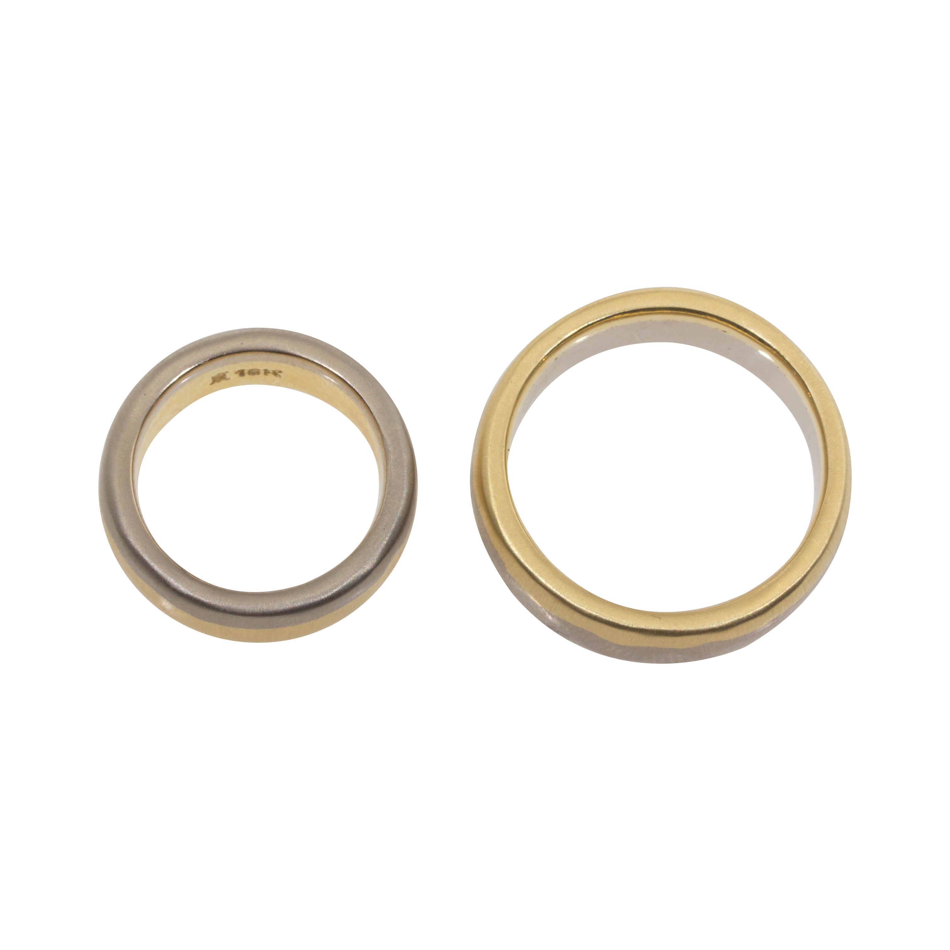 Custom Set of Dipped Bands in 18k Palladium White Gold and 18k Yellow Gold