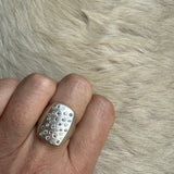 Box Ring in Silver with Grey Diamonds