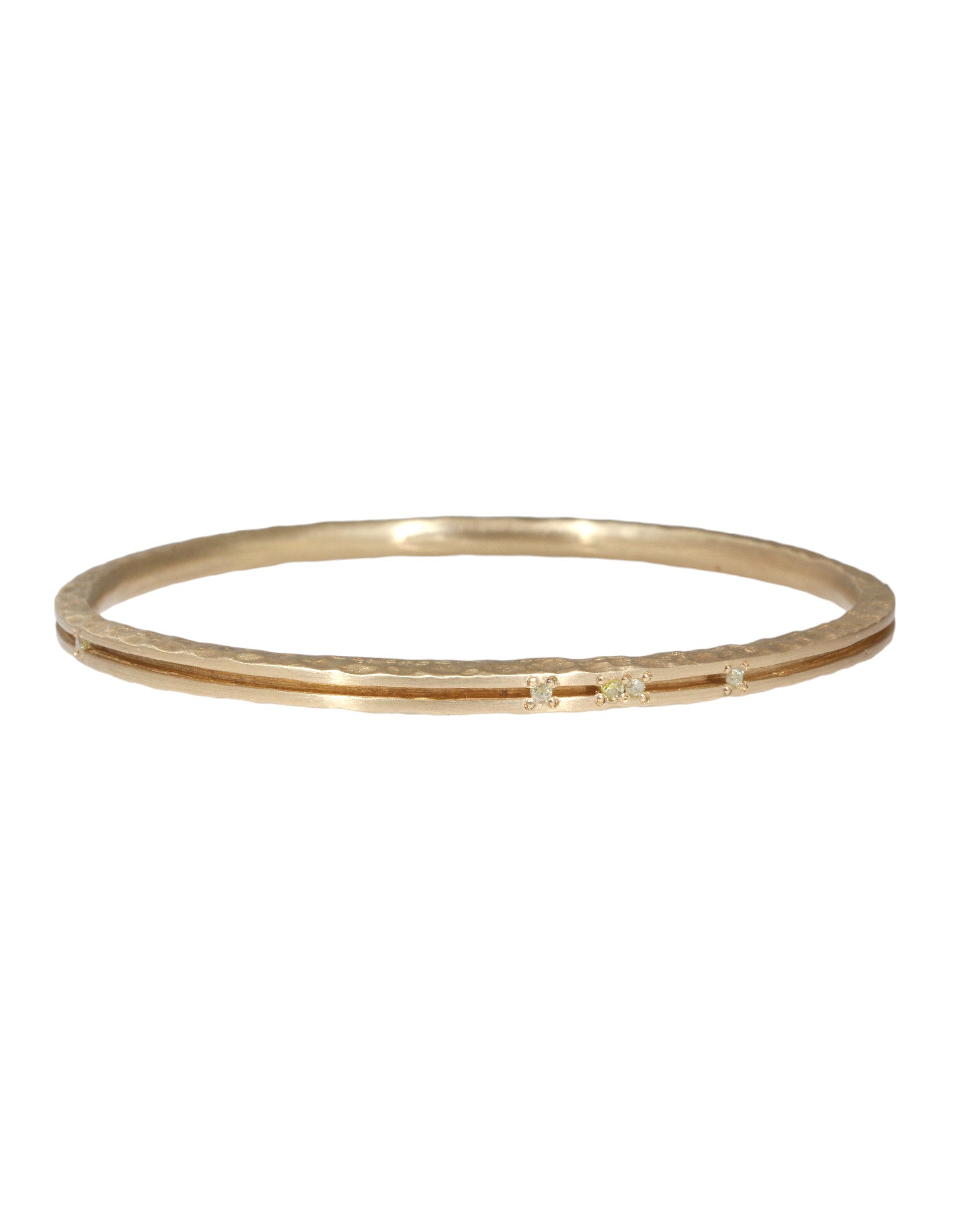 Channel Bangle in Yellow Bronze with 9 Yellow Diamonds - XL