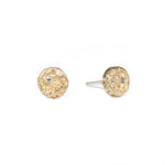 Mini Topography Post Earrings with Diamonds in Yellow Bronze