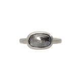 +Long Oval Salt & Pepper Diamond Solitaire Ring in Platinum