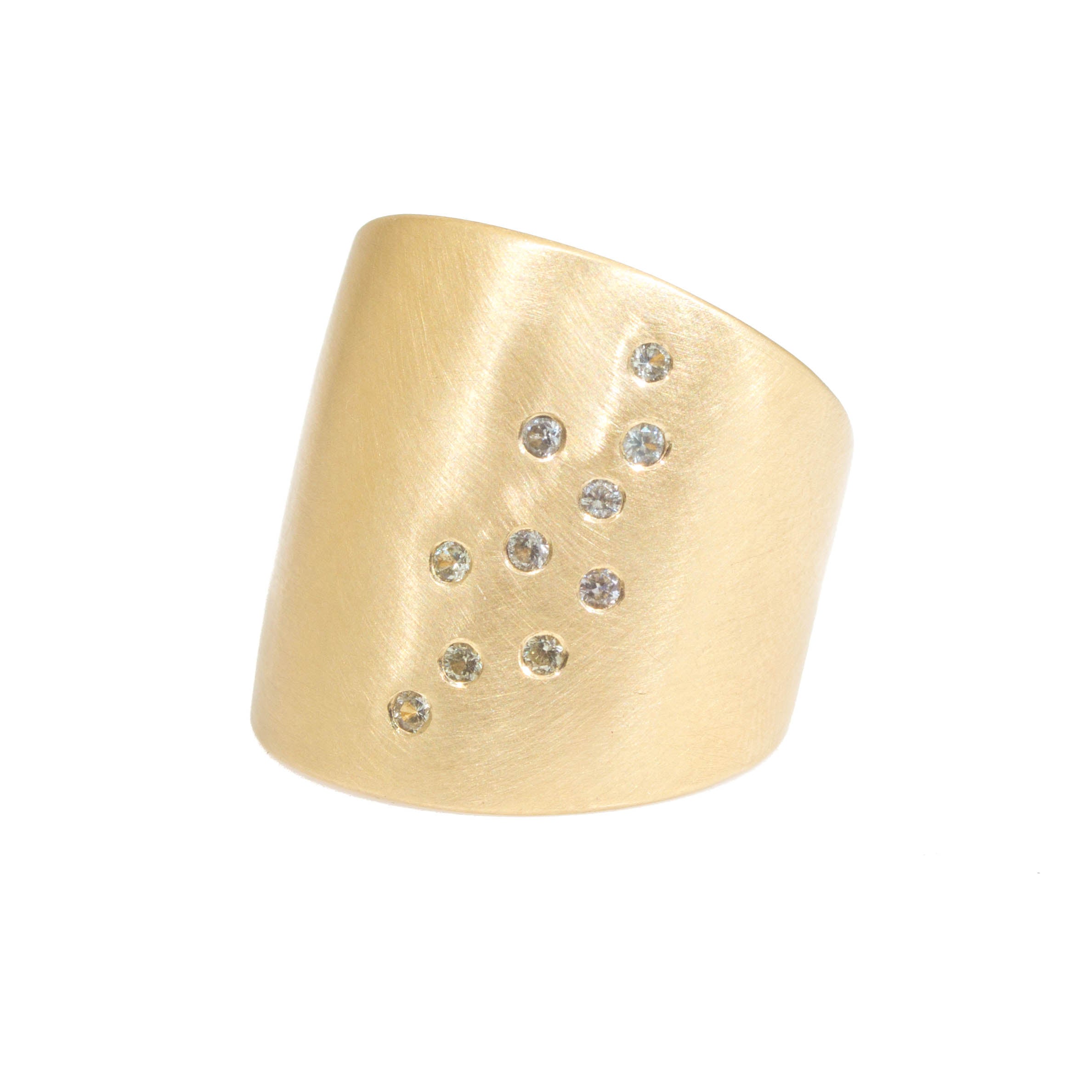 Flat Cuba Ring in Bronze with 10 Yellow Sapphires