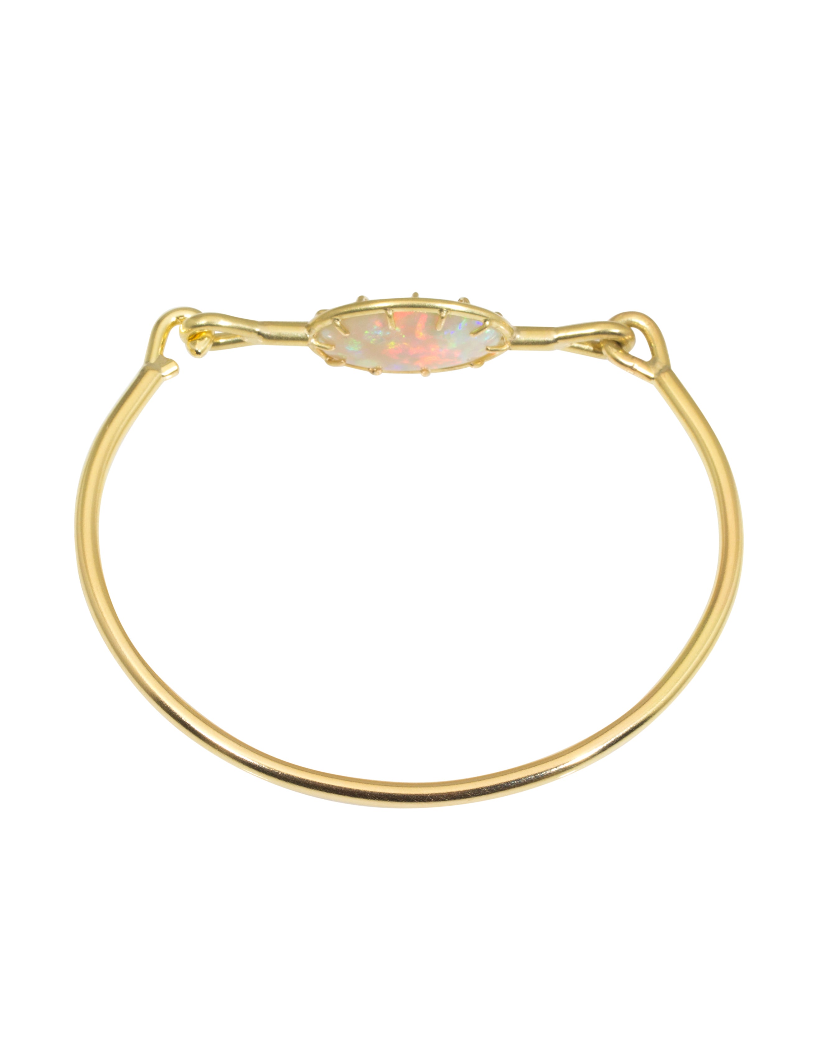 Needle Eye Cuff in 18k Gold with Oval Opal