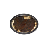 Horizontal Oval Signet Ring with Chicago Rust in Oxidized Silver with 18k Yellow Gold
