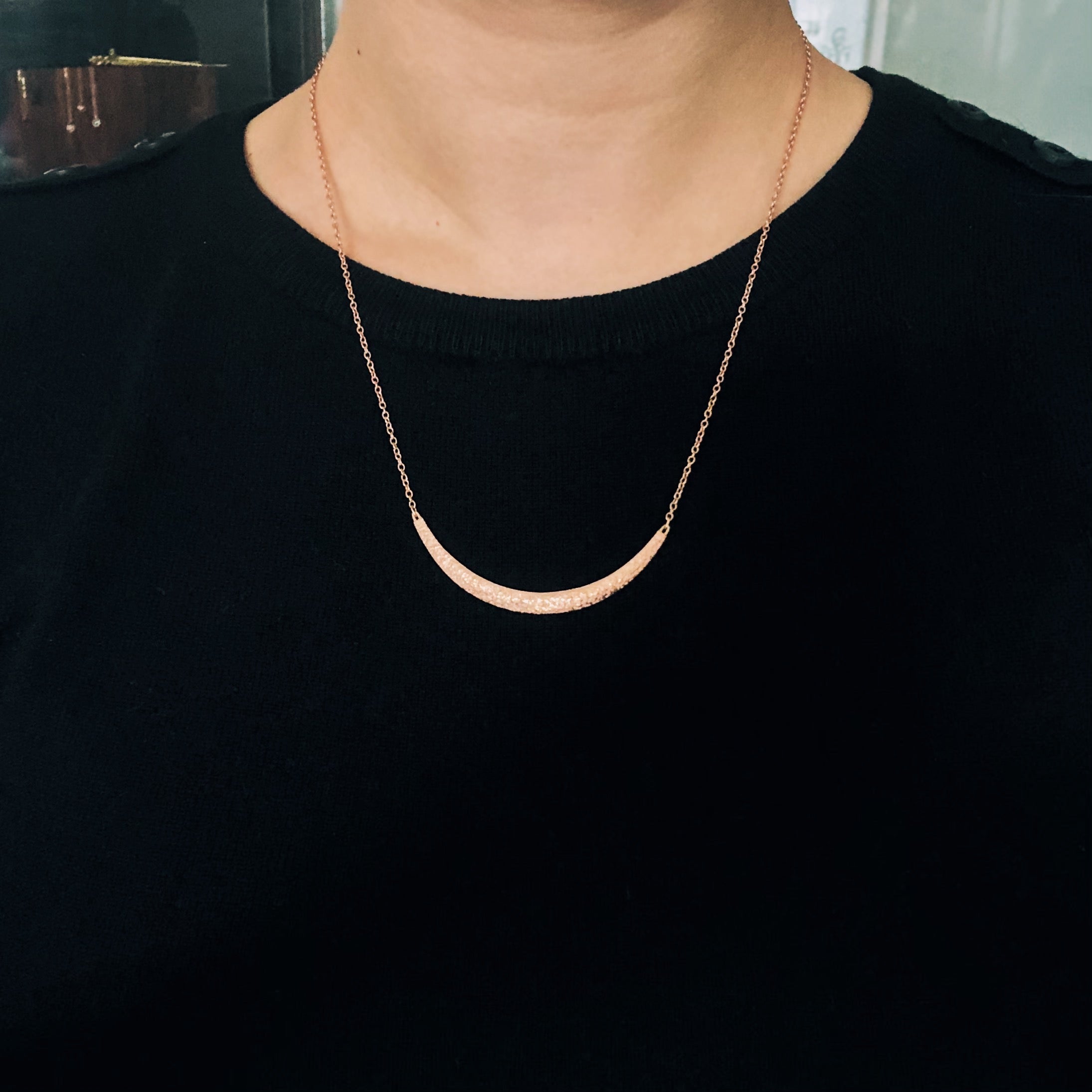Compressed Sand Bar Necklace in 14k Rose Gold
