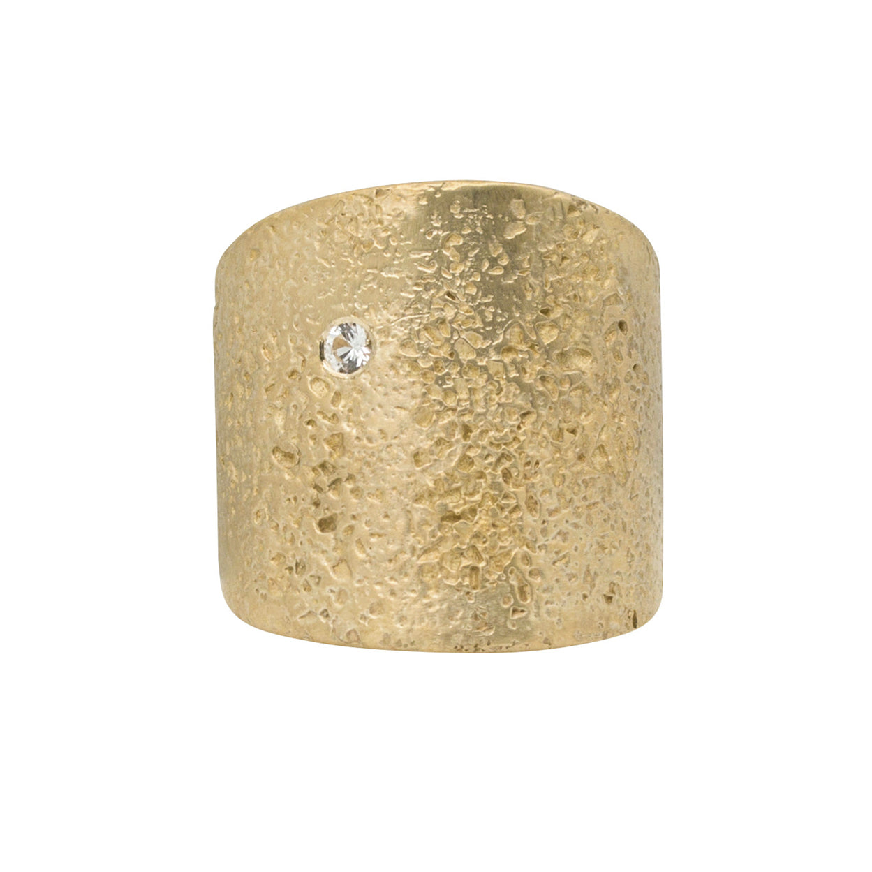 Textured Cuba Ring in Bronze with 2.5 mm White Sapphire