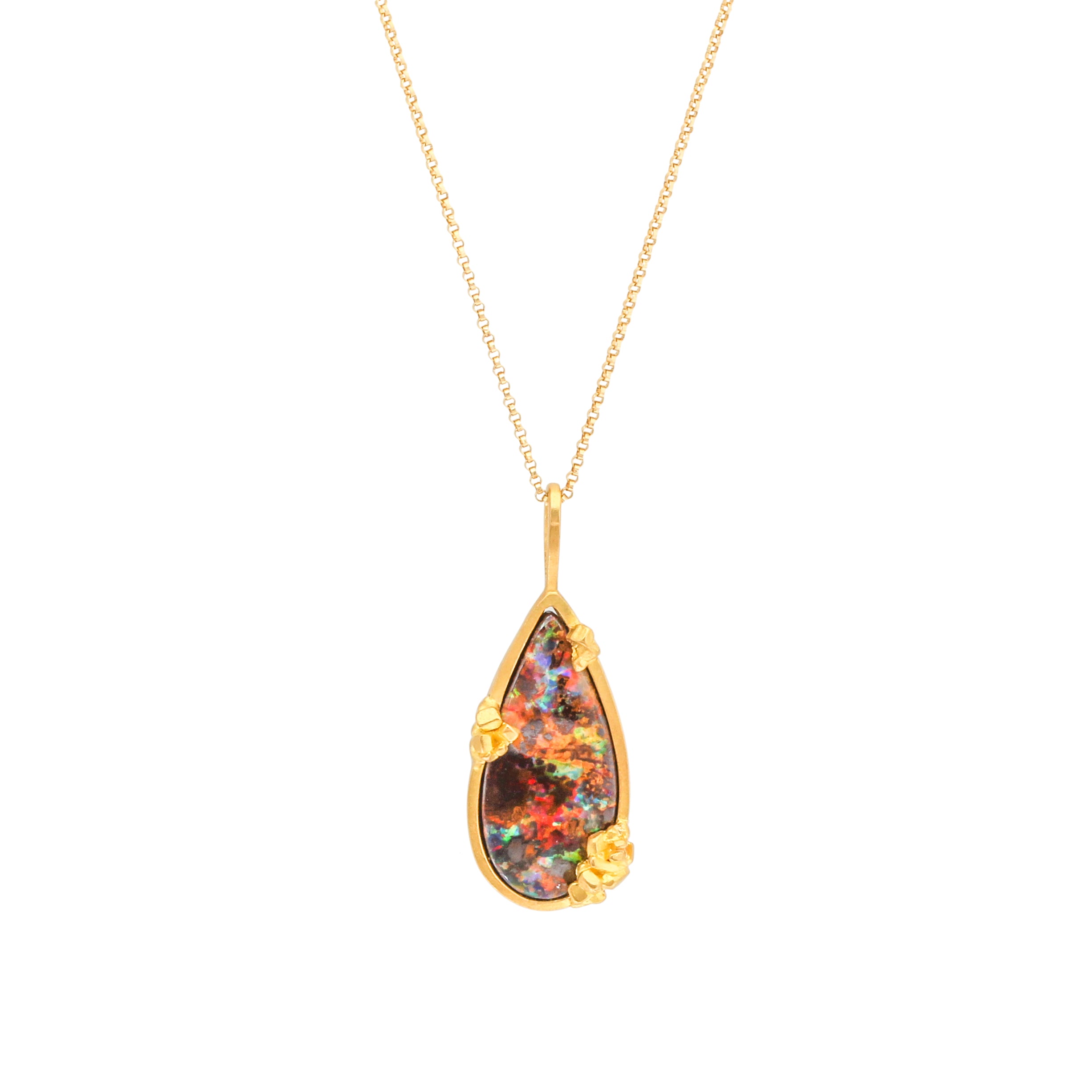 Sugar Babe Teardrop Opal Pendant in 22k Gold with 18k Gold Chain