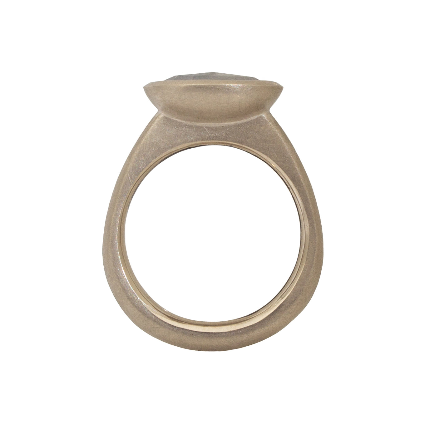 Oval Rosecut Diamond Solitaire Ring in 14k Palladium White Gold