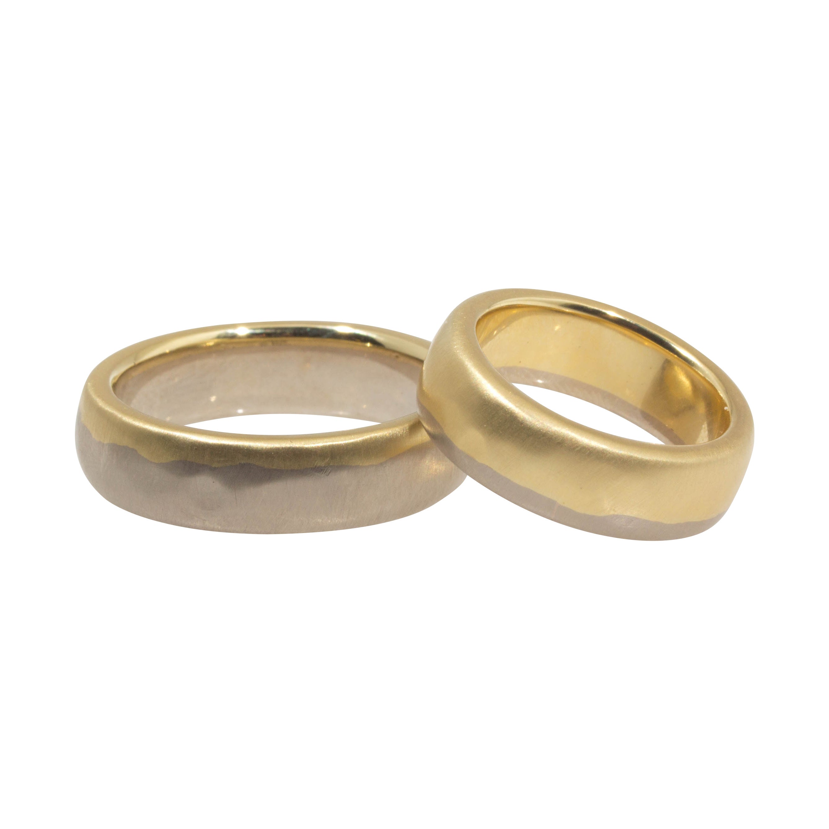 6.2mm Dipped Modeled Band in 18k Yellow Gold and 18k Palladium White Gold