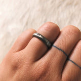 4mm Half Round Modeled Band with Rose Cut Diamonds in 18k Palladium White Gold