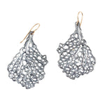 Koraru Coral Earrings with Six White Sapphires in Oxidized Silver